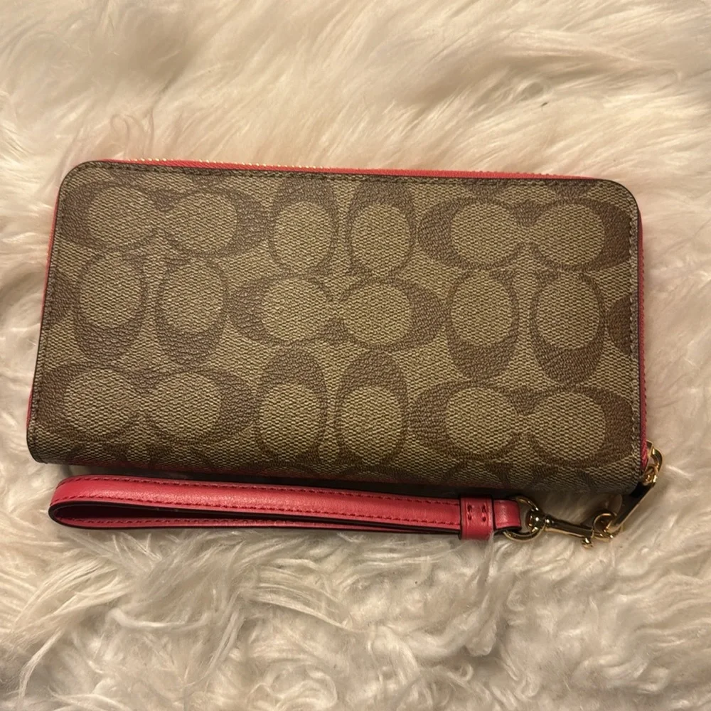 Coach Signature Long Zip Around Khaki Multi Wallet Down Town & Good Times EUC - Picture 5 of 11